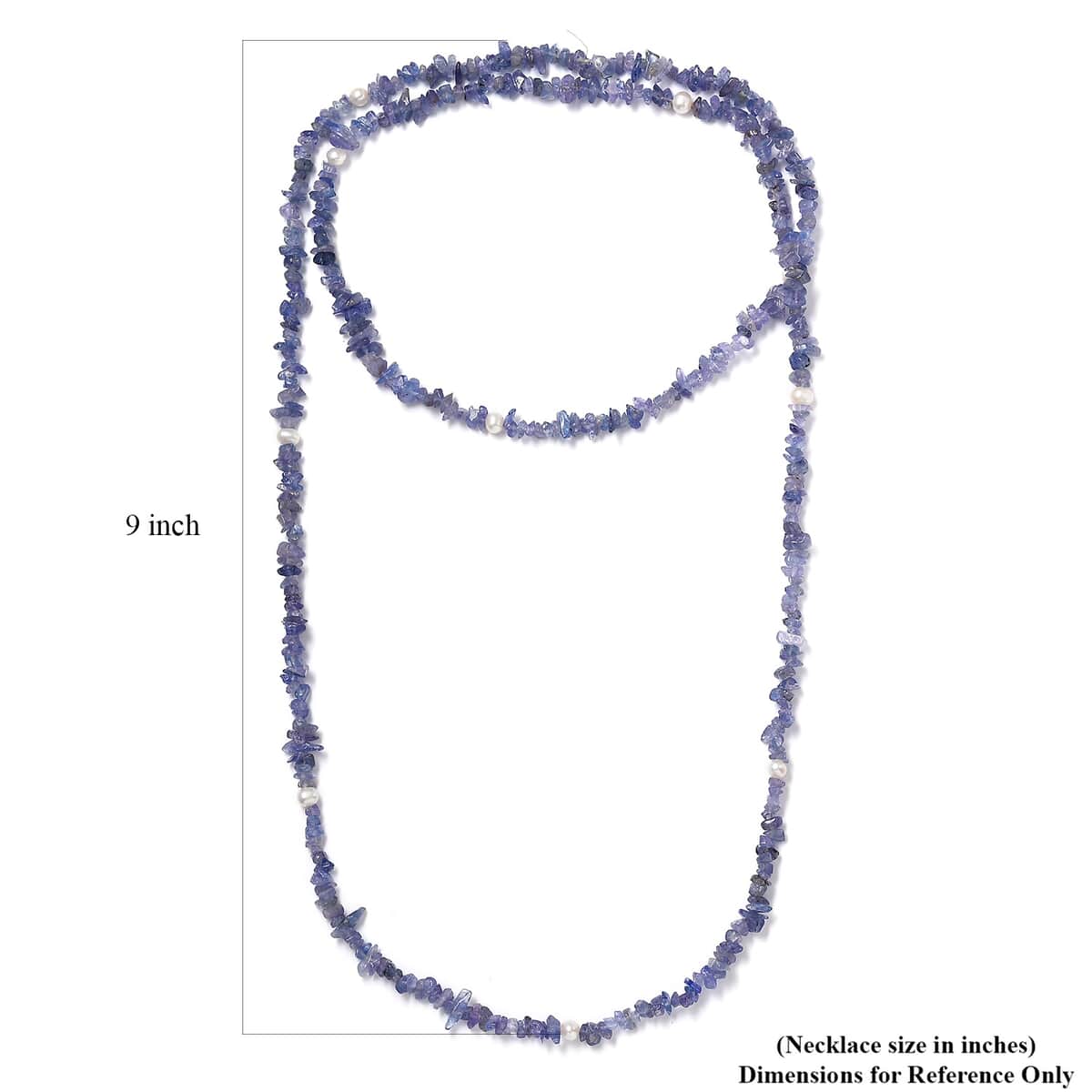 Tanzanite and Freshwater Pearl 172.00 ctw Chips Necklace 36 Inches  image number 5