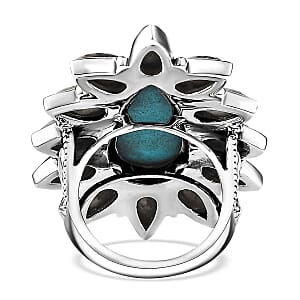 D'Joy Artisan Crafted Sleeping Beauty Turquoise and White Buffalo 14.40 ctw Ring in Sterling Silver (Size 10.0)