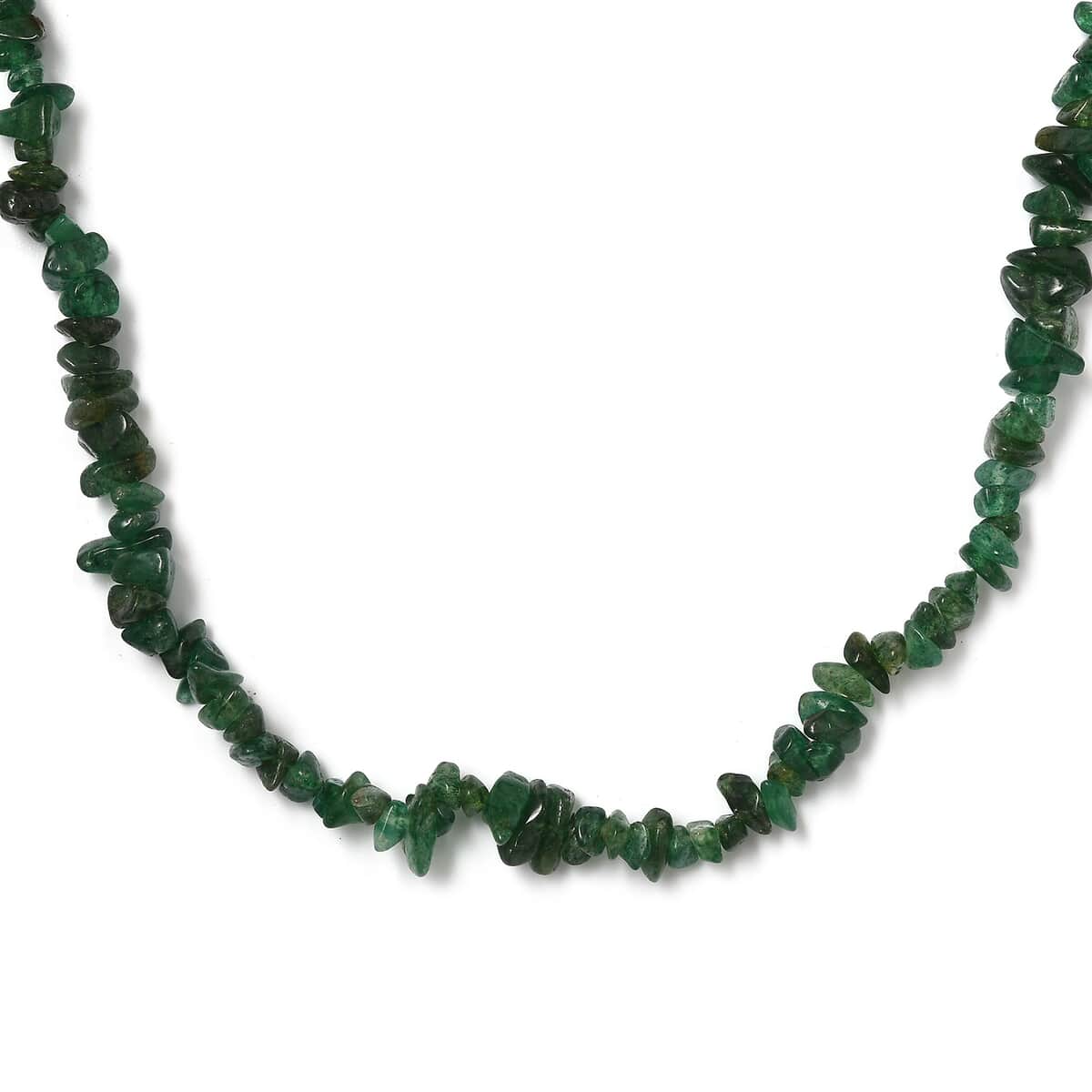 Green Aventurine Chips 36 Inches Necklace 215.00 ctw image number 0