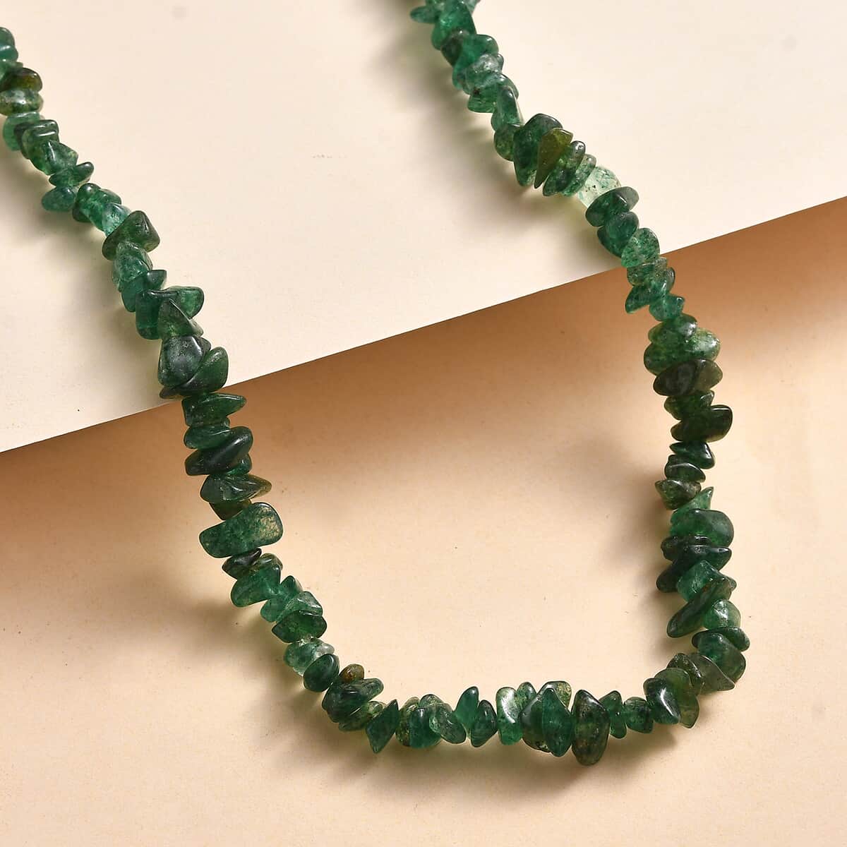 Green Aventurine Chips 36 Inches Necklace 215.00 ctw image number 1