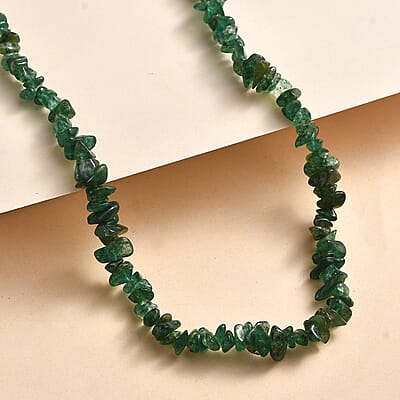 Green Aventurine Chips 36 Inches Necklace 215.00 ctw