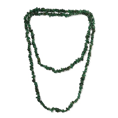 Green Aventurine Chips 36 Inches Necklace 215.00 ctw