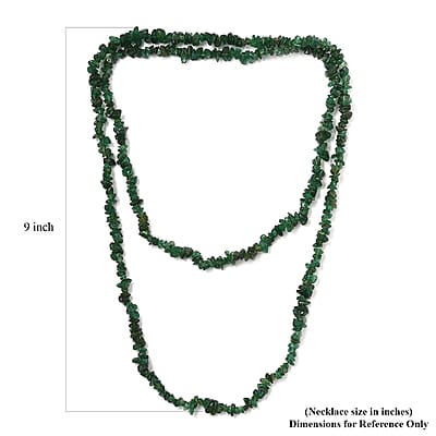 Green Aventurine Chips 36 Inches Necklace 215.00 ctw