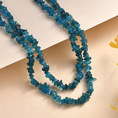 Malgache Neon Apatite Chips 140.00 ctw Necklace 36 Inches
