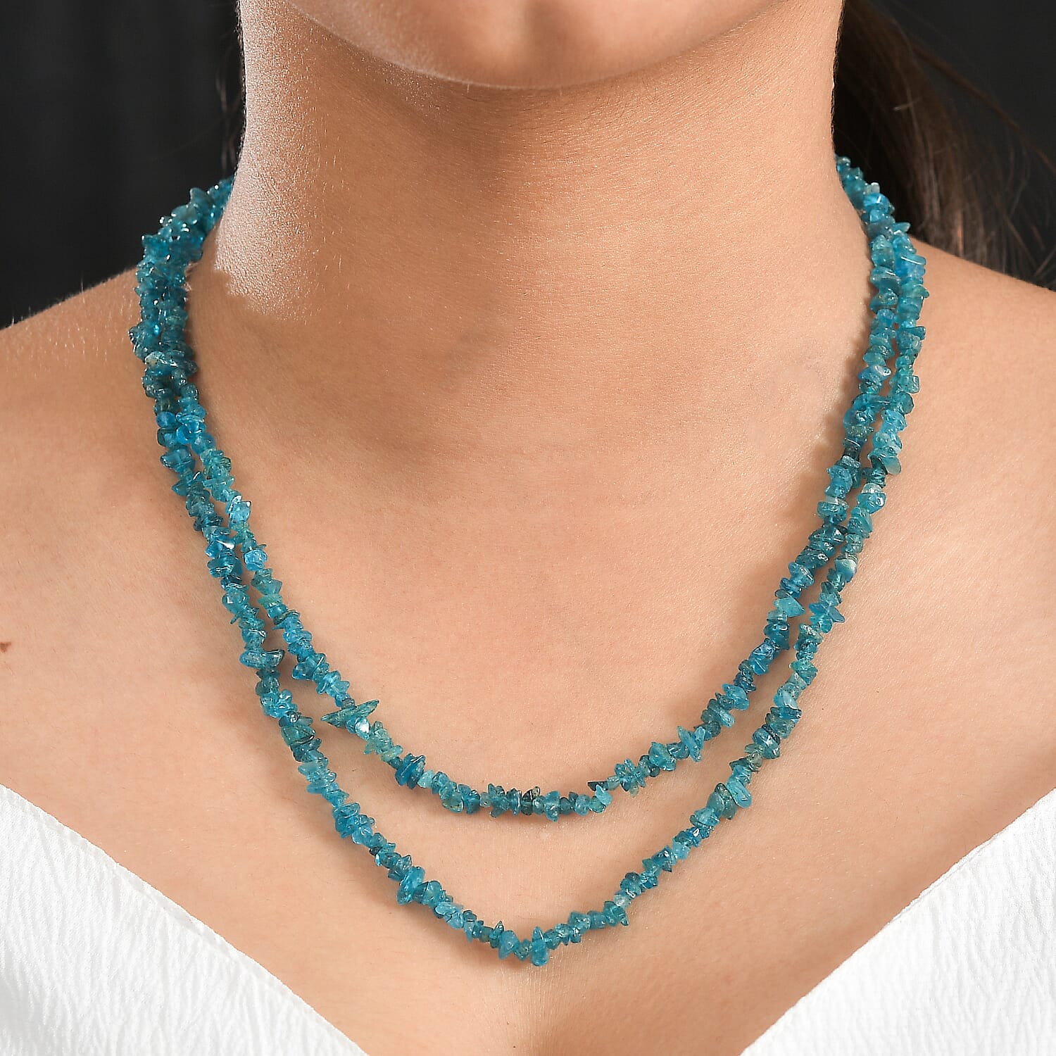 Malgache Neon Apatite Chips 140.00 ctw Necklace 36 Inches