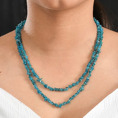 Malgache Neon Apatite Chips 140.00 ctw Necklace 36 Inches