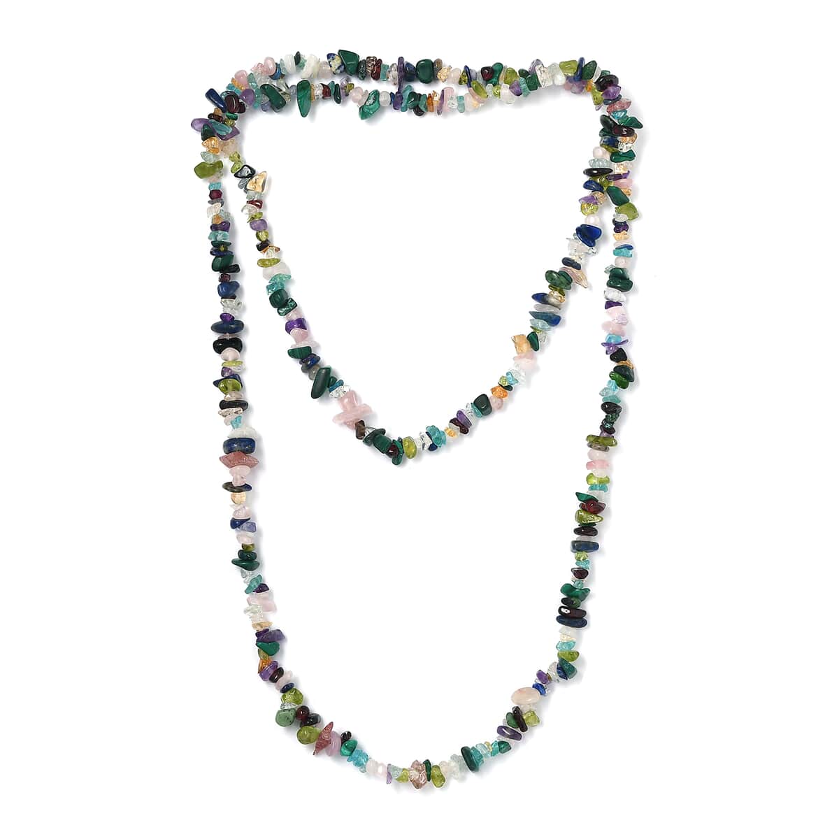 Multi Gemstone Chips 263.00 ctw Necklace 36 Inches image number 3