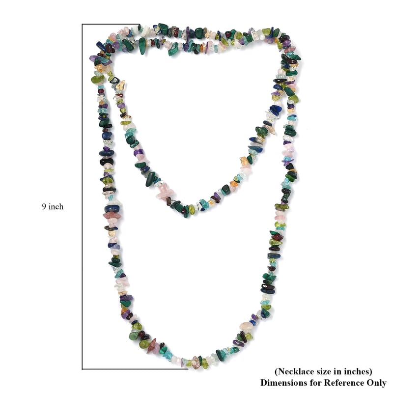 Multi Gemstone Chips 263.00 ctw Necklace 36 Inches