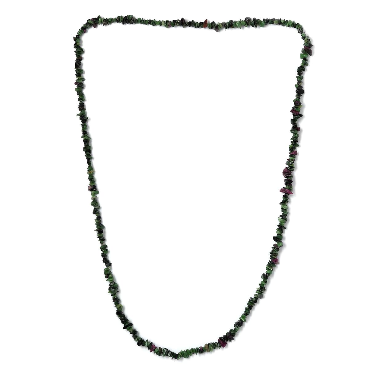 Ruby Zoisite Chips 275.00 ctw Necklace 28 Inches image number 3