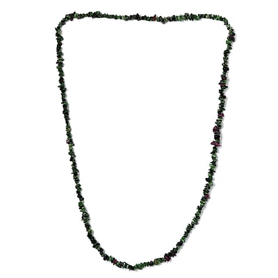 Ruby Zoisite Chips 275.00 ctw Necklace 28 Inches