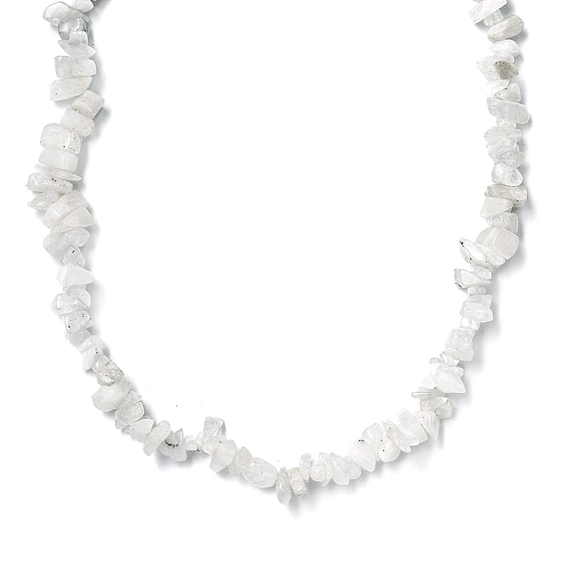 Rainbow Moonstone Chips 235.00 ctw Necklace 28 Inches