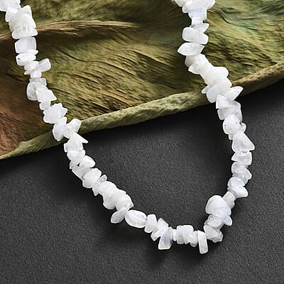 Rainbow Moonstone Chips 235.00 ctw Necklace 28 Inches