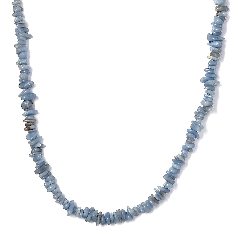 Mexican Angelite Chips 350.00 ctw Necklace 28 Inches