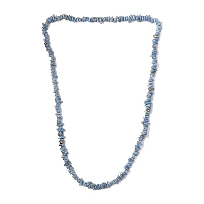 Mexican Angelite Chips 350.00 ctw Necklace 28 Inches