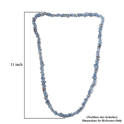 Mexican Angelite Chips 350.00 ctw Necklace 28 Inches