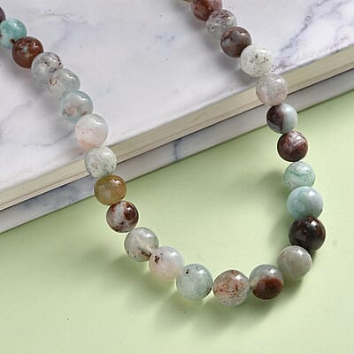Natural Zimbaprase 182.00 ctw Beaded Necklace in Sterling Silver 20 Inches
