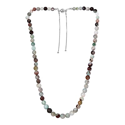 Natural Zimbaprase 182.00 ctw Beaded Necklace in Sterling Silver 20 Inches