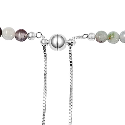 Natural Zimbaprase 182.00 ctw Beaded Necklace in Sterling Silver 20 Inches