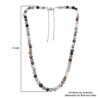 Natural Zimbaprase 182.00 ctw Beaded Necklace in Sterling Silver 20 Inches