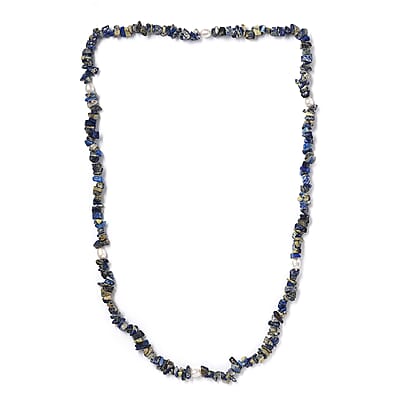 Sodalite Chips and Freshwater Pearl 286.00 ctw Necklace 28 Inches