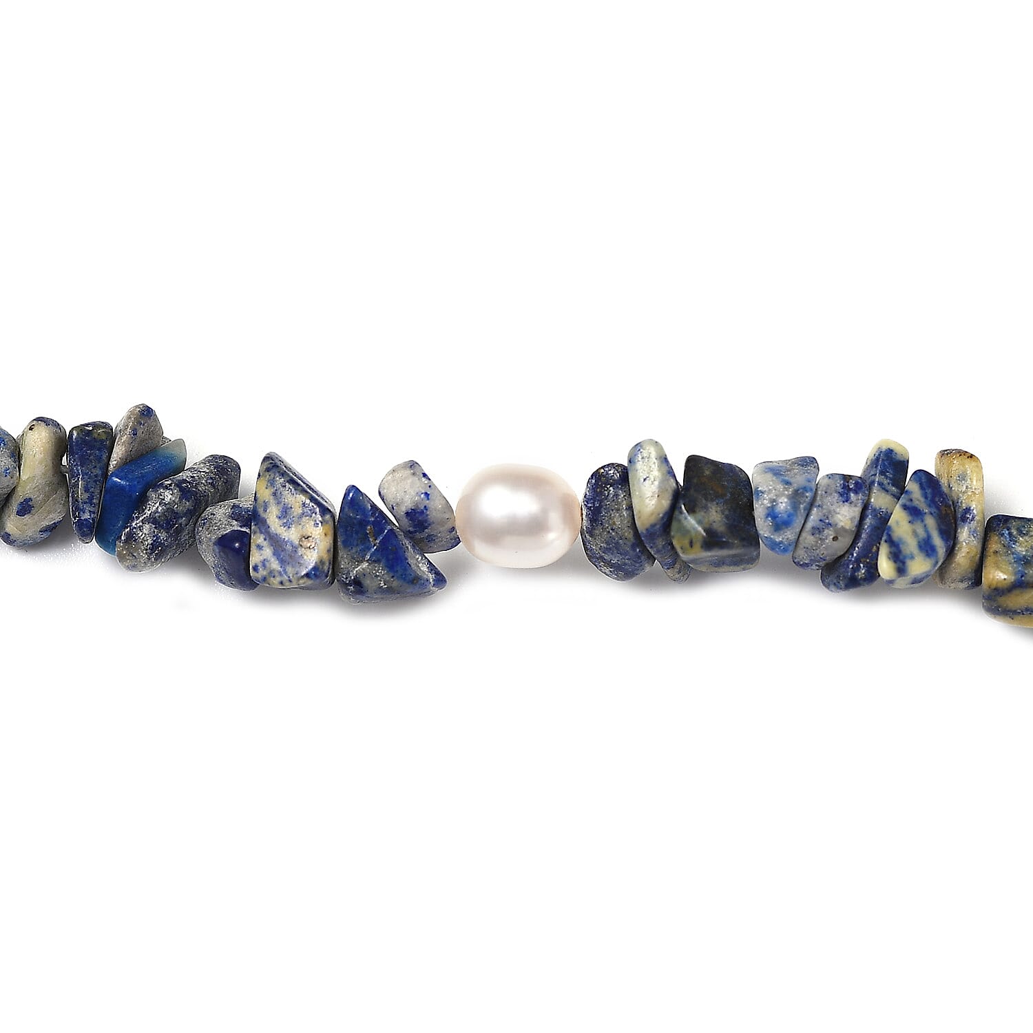 Sodalite Chips and Freshwater Pearl 286.00 ctw Necklace 28 Inches