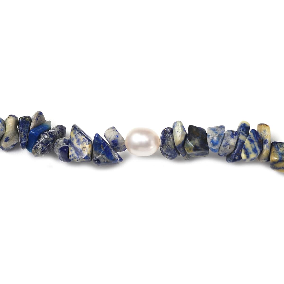 Sodalite Chips and Freshwater Pearl 286.00 ctw Necklace 28 Inches image number 4