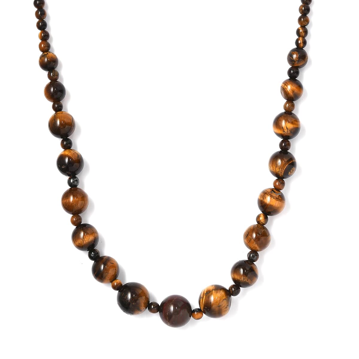 Tiger's Eye 175.00 ctw Necklace in Stainless Steel 20 Inches image number 0