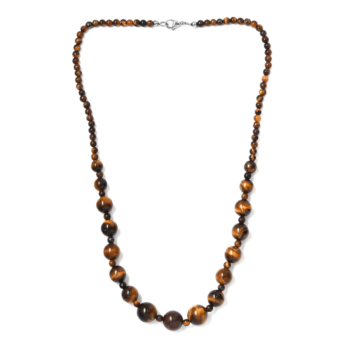 Tiger's Eye 175.00 ctw Necklace in Stainless Steel 20 Inches image number 3