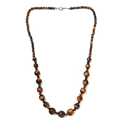 Tiger's Eye 175.00 ctw Necklace in Stainless Steel 20 Inches