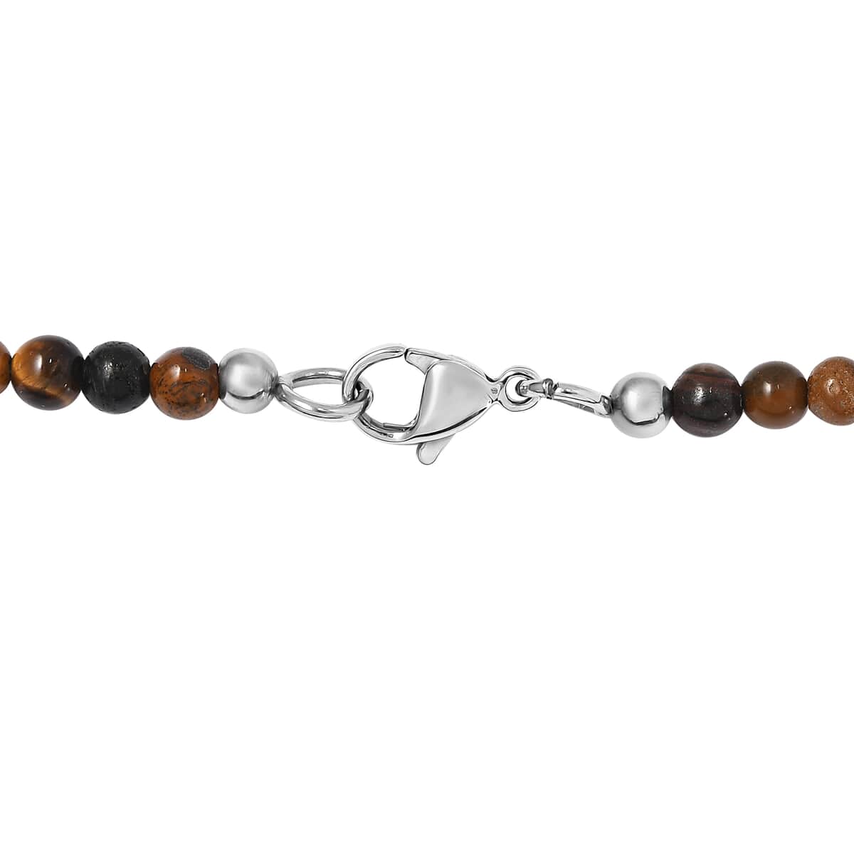 Tiger's Eye 175.00 ctw Necklace in Stainless Steel 20 Inches image number 4