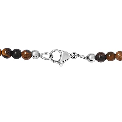 Tiger's Eye 175.00 ctw Necklace in Stainless Steel 20 Inches