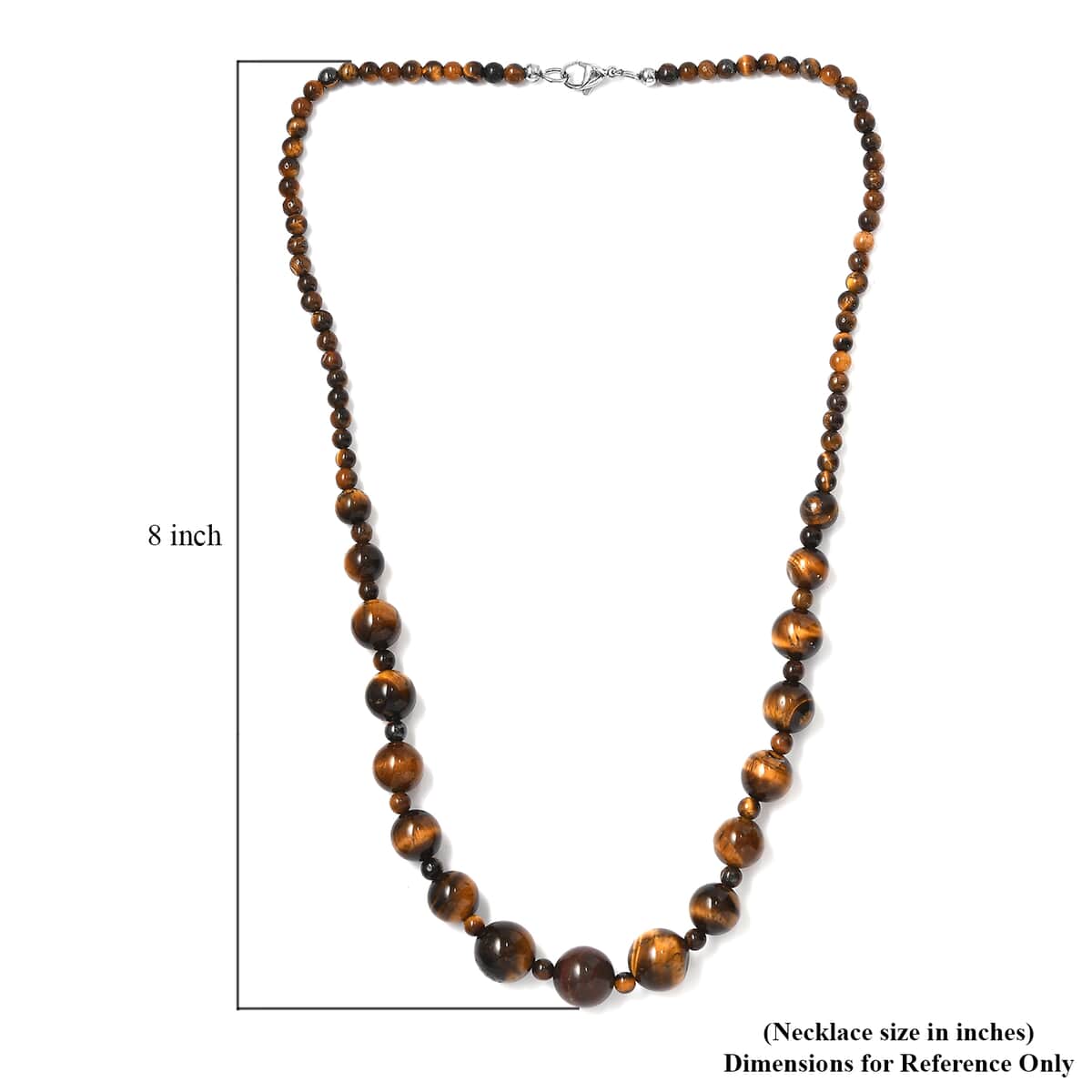 Tiger's Eye 175.00 ctw Necklace in Stainless Steel 20 Inches image number 5