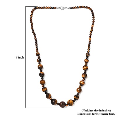Tiger's Eye 175.00 ctw Necklace in Stainless Steel 20 Inches