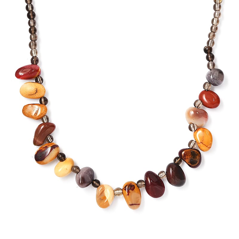 Mookite and Brazilian Smoky Quartz 133.00 ctw Necklace in Stainless Steel 20 Inches