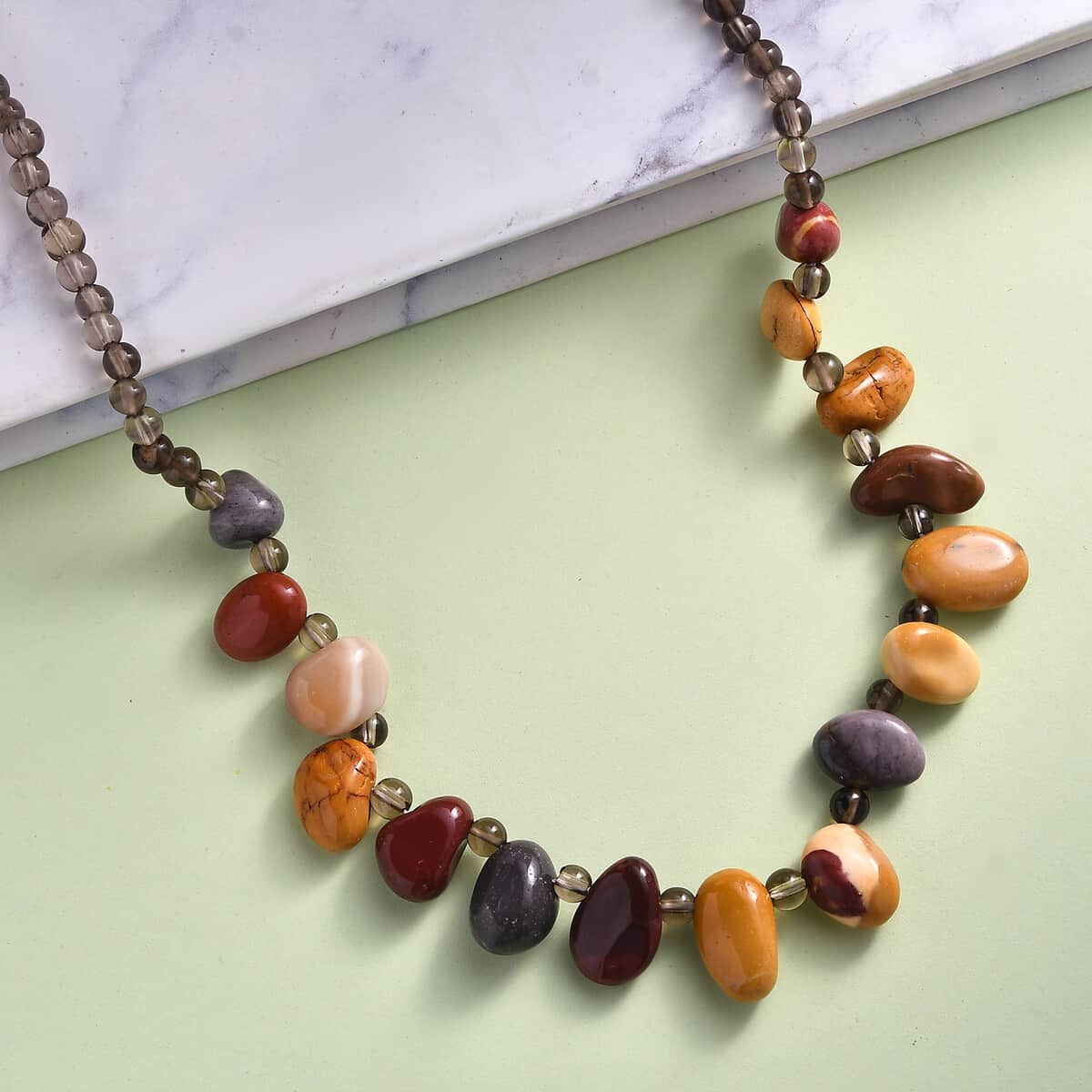 Mookite and Brazilian Smoky Quartz 133.00 ctw Necklace in Stainless Steel 20 Inches image number 1