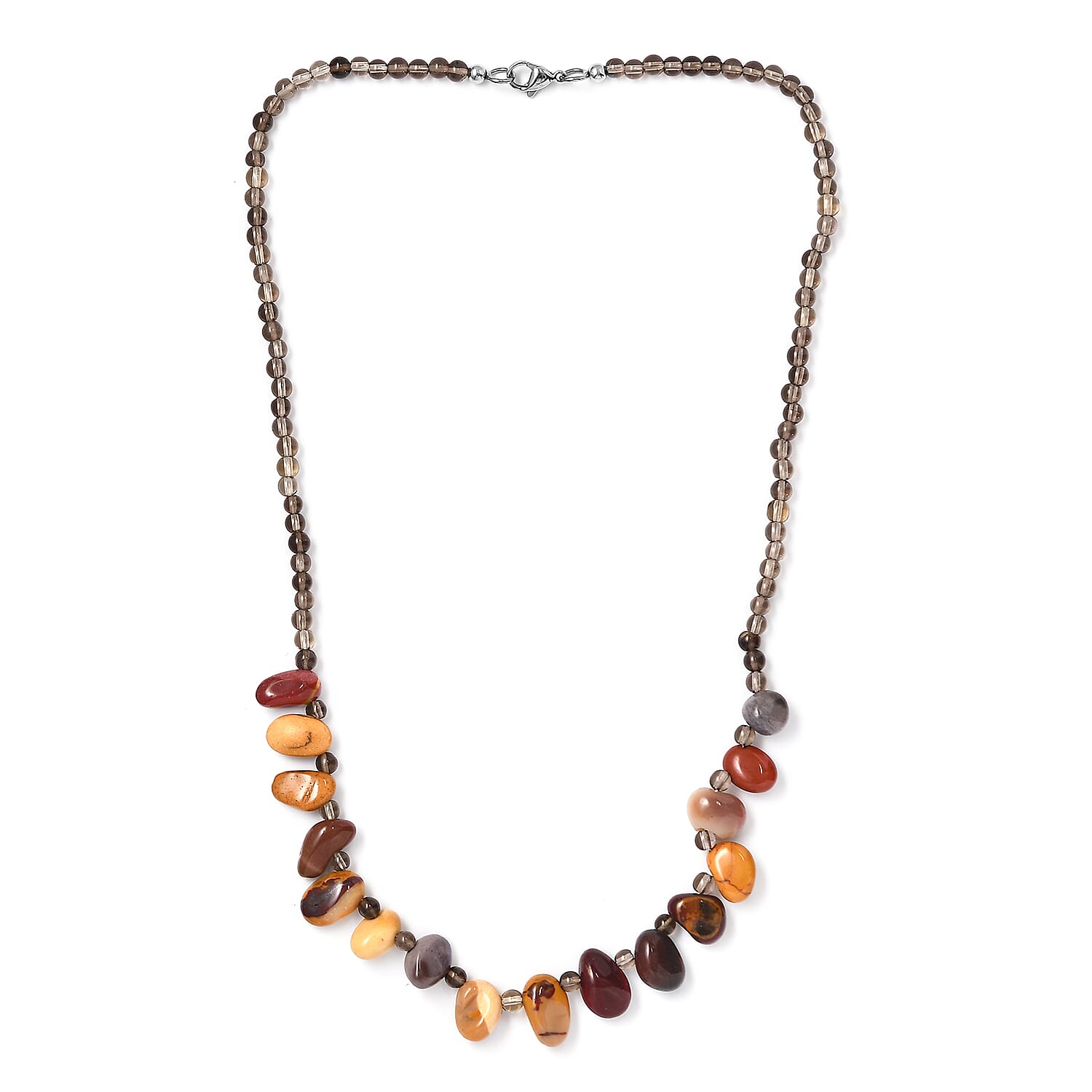 Mookite and Brazilian Smoky Quartz 133.00 ctw Necklace in Stainless Steel 20 Inches