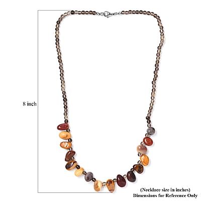 Mookite and Brazilian Smoky Quartz 133.00 ctw Necklace in Stainless Steel 20 Inches
