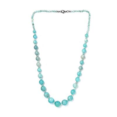 Amazonite 165.00 ctw Beaded Necklace in Stainless Steel 20 Inches