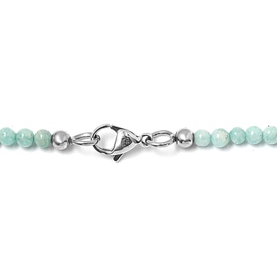 Amazonite 165.00 ctw Beaded Necklace in Stainless Steel 20 Inches