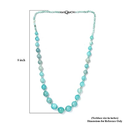 Amazonite 165.00 ctw Beaded Necklace in Stainless Steel 20 Inches