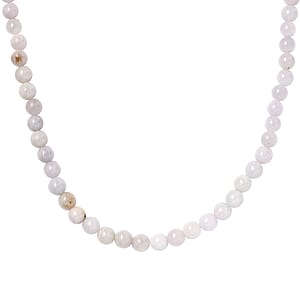White Jade 160.00 ctw Beaded Necklace in Stainless Steel 20 Inches