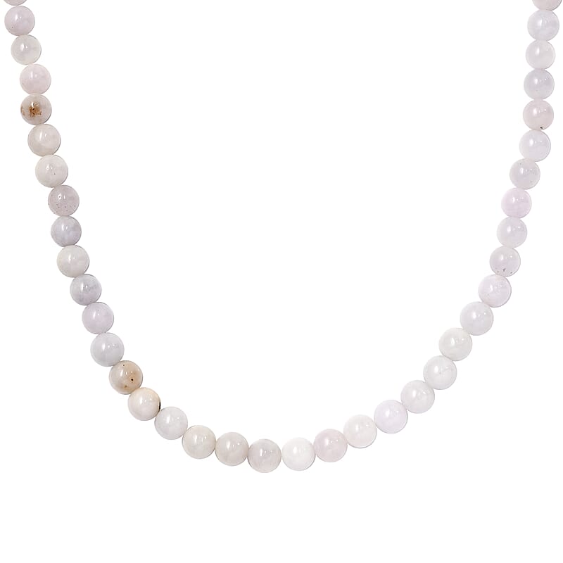 White Jade 160.00 ctw Beaded Necklace in Stainless Steel 20 Inches