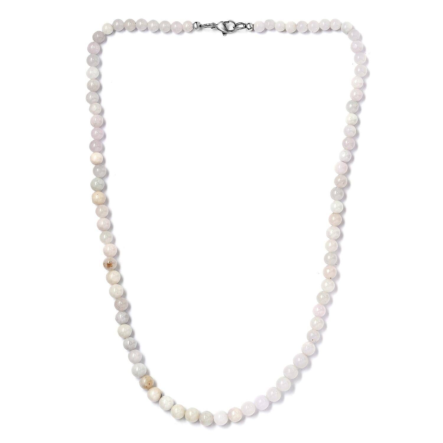 White Jade 160.00 ctw Beaded Necklace in Stainless Steel 20 Inches
