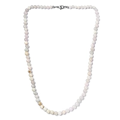 White Jade 160.00 ctw Beaded Necklace in Stainless Steel 20 Inches