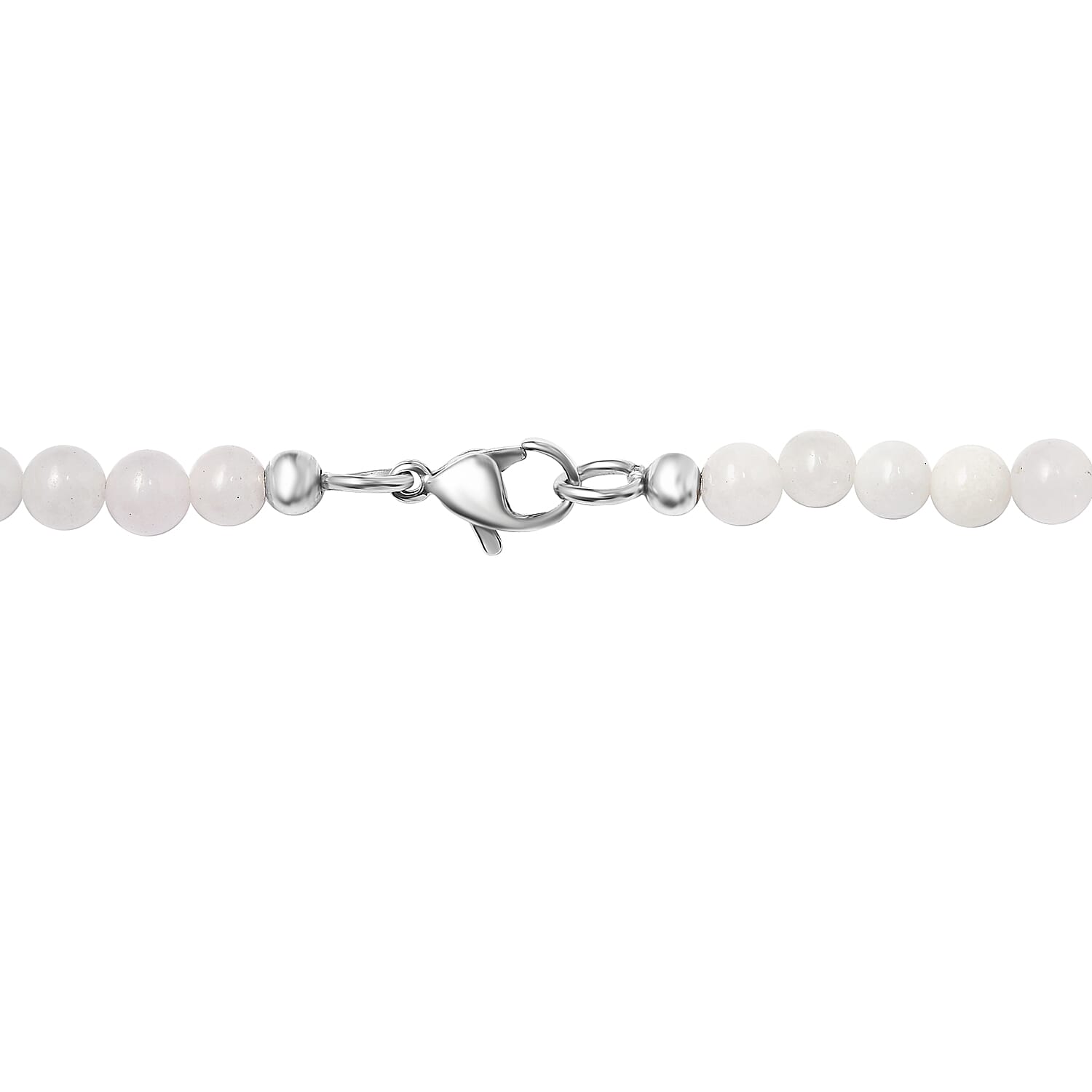 White Jade 160.00 ctw Beaded Necklace in Stainless Steel 20 Inches