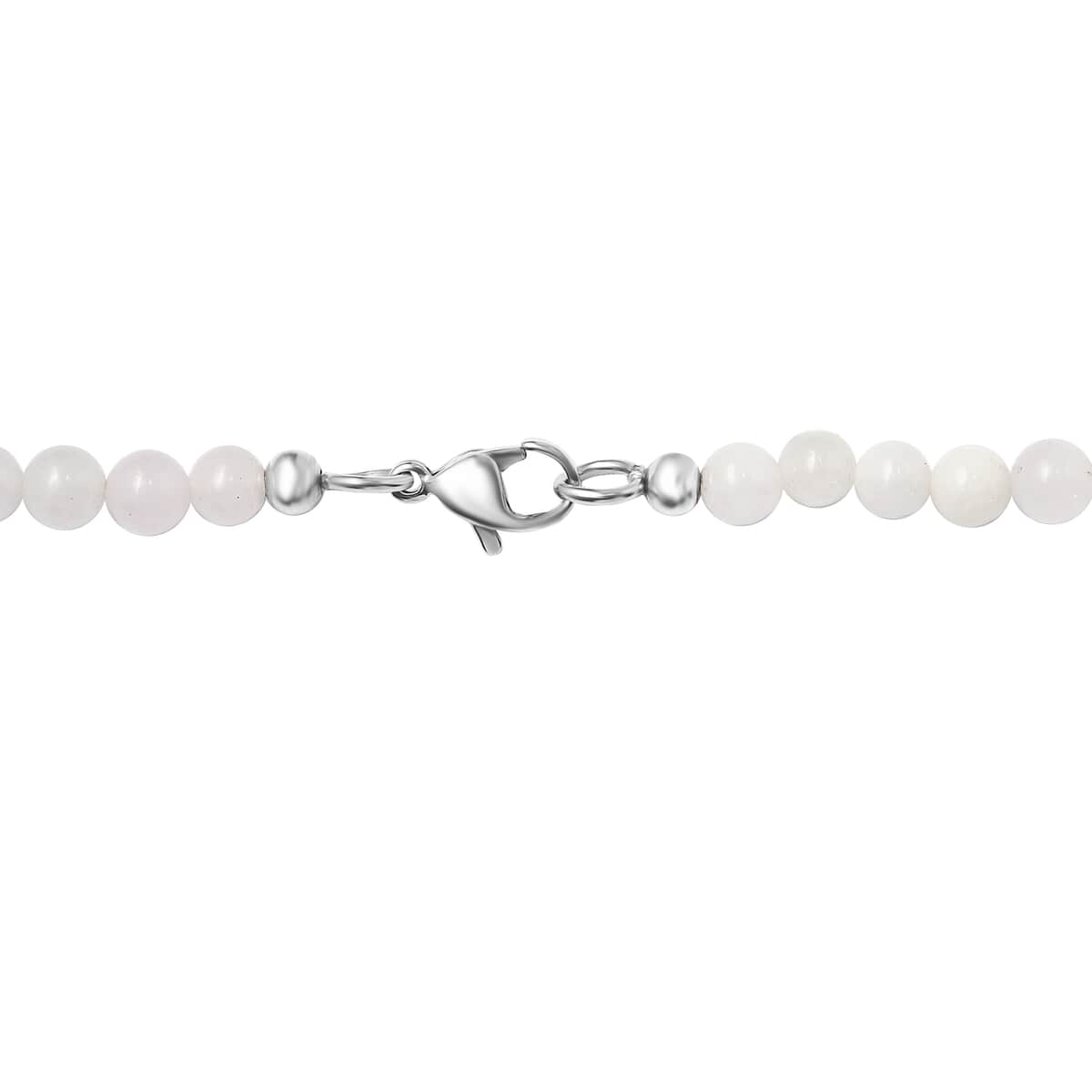 White Jade 160.00 ctw Beaded Necklace in Stainless Steel 20 Inches image number 4