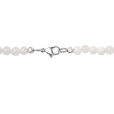 White Jade 160.00 ctw Beaded Necklace in Stainless Steel 20 Inches