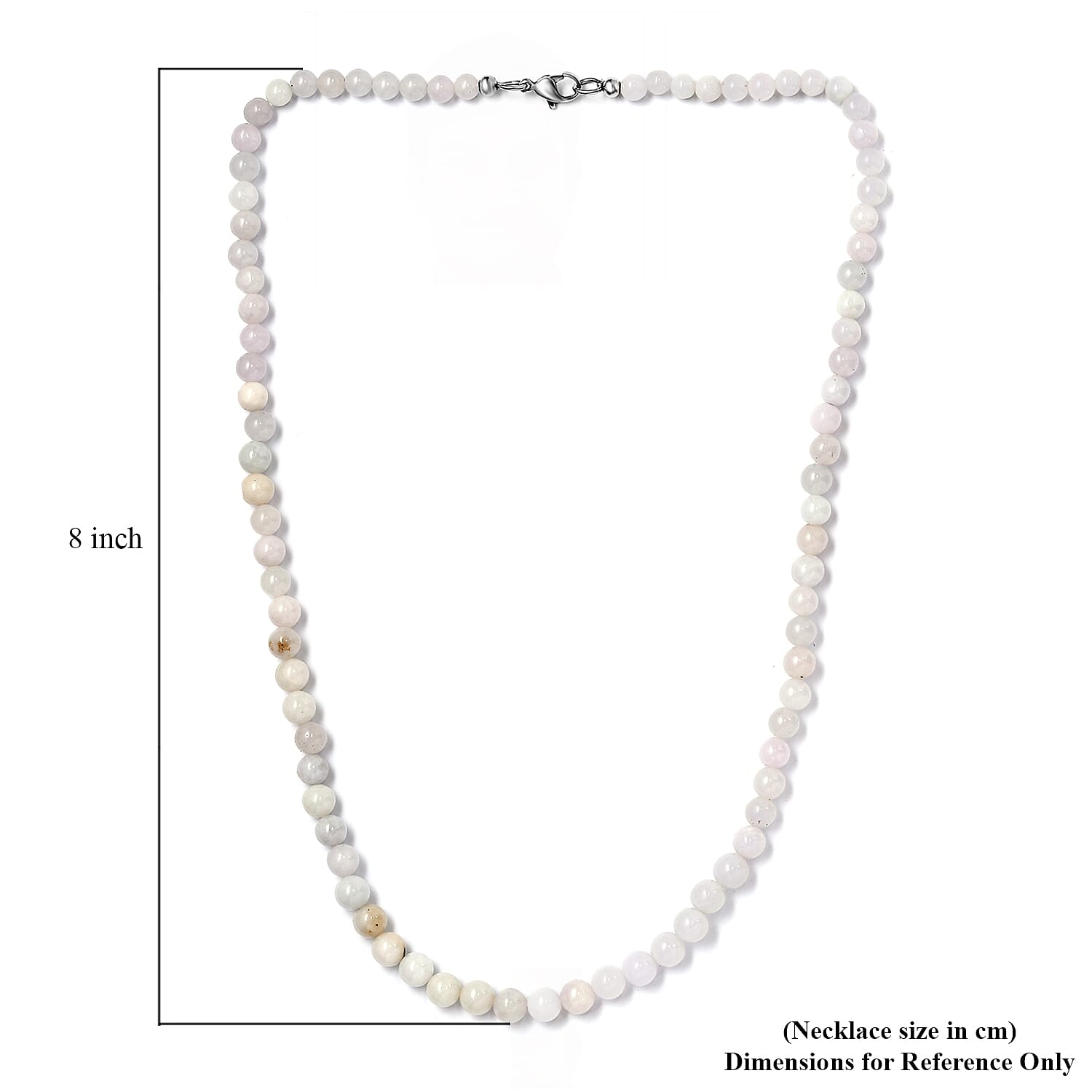 White Jade 160.00 ctw Beaded Necklace in Stainless Steel 20 Inches