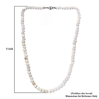 White Jade 160.00 ctw Beaded Necklace in Stainless Steel 20 Inches