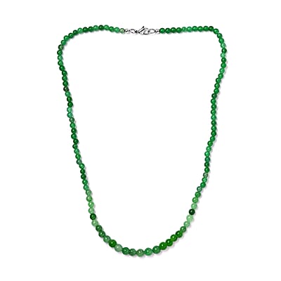 Green Jade (D) 90.00 ctw Beaded Necklace in Stainless Steel 20 Inches